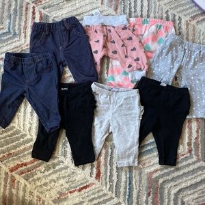 8 pair baby pants 0-3m